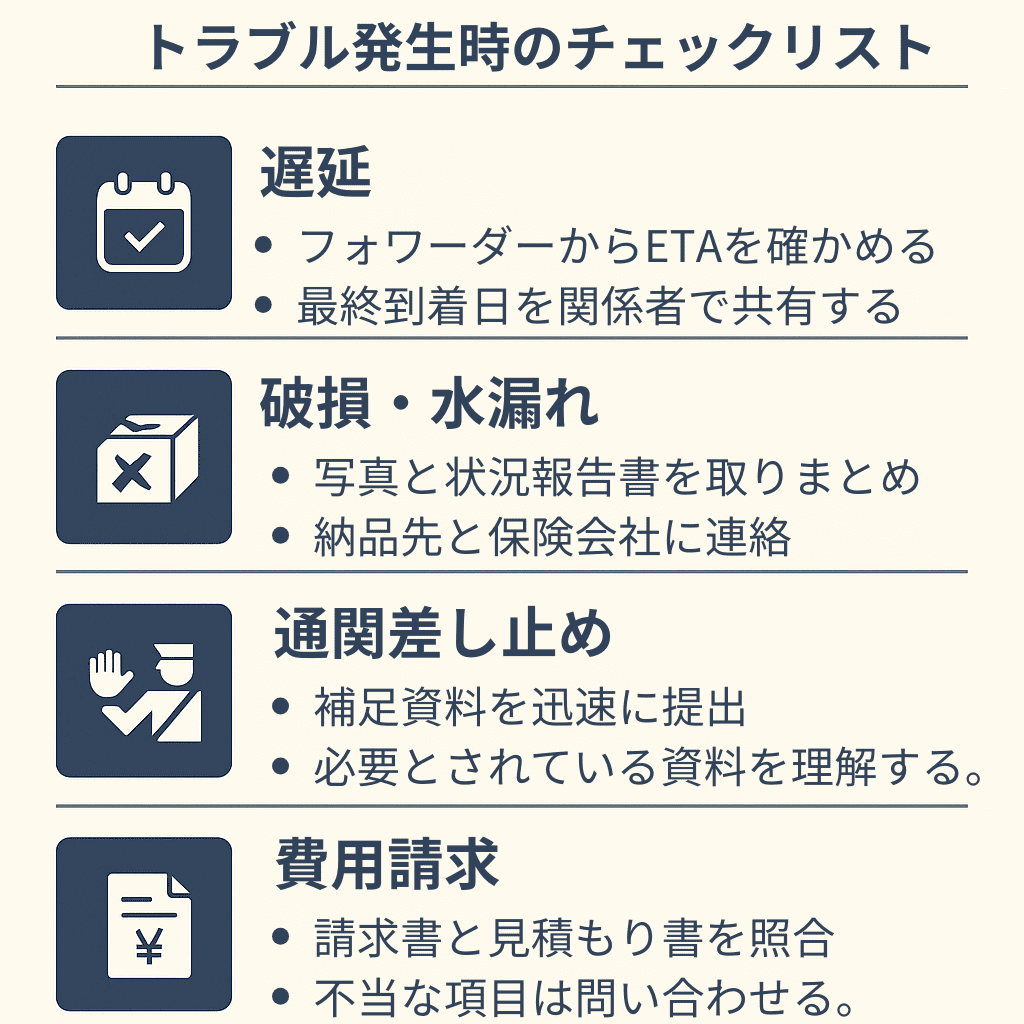 海上輸送のトラブル例