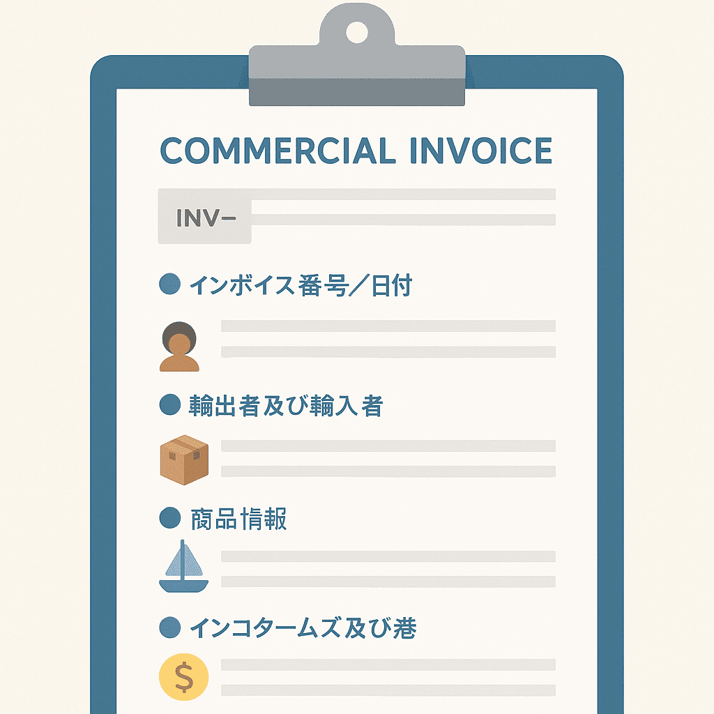 商業インボイスの主要項目例