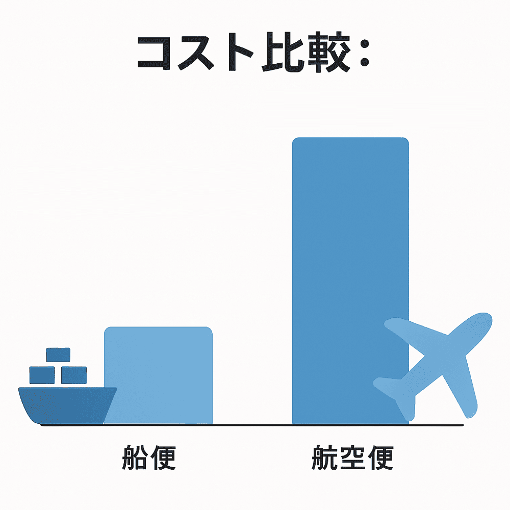航空輸送と海上輸送費の比較